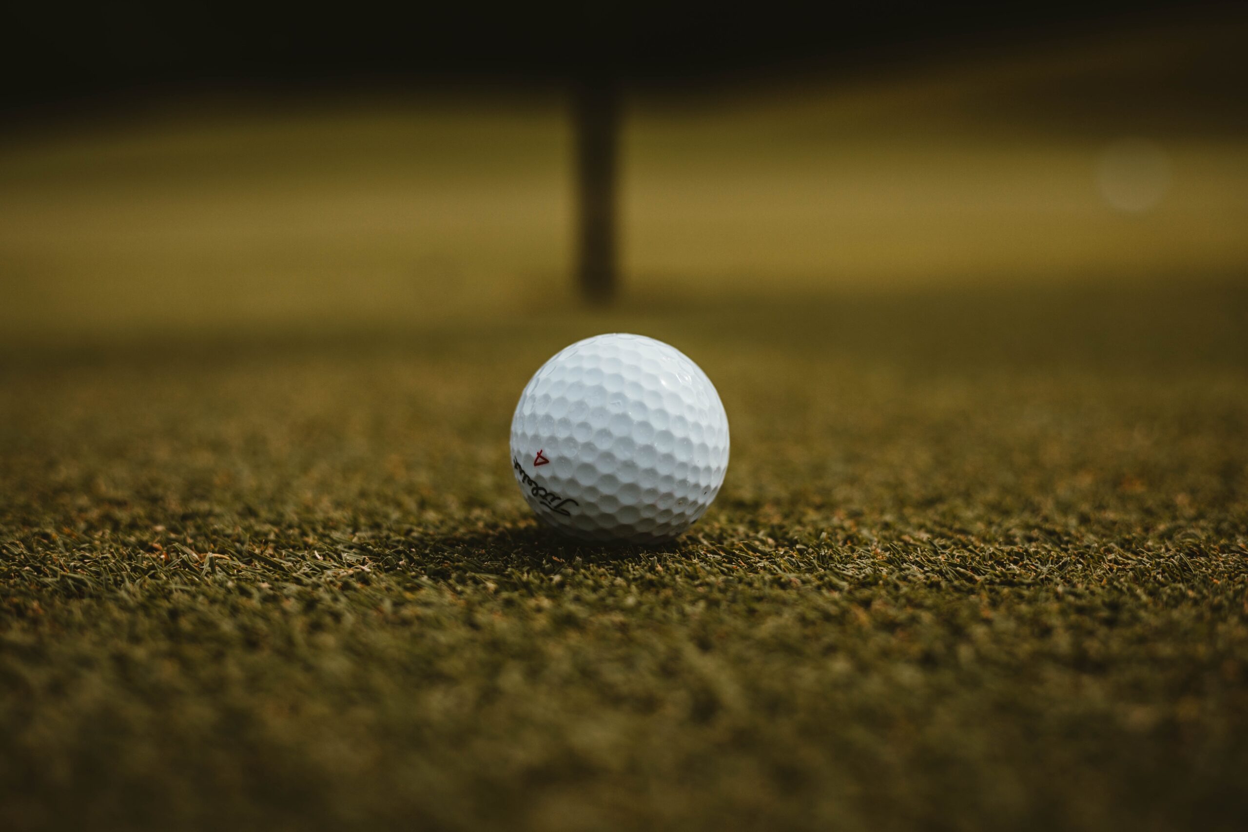 Golf ball on a green.